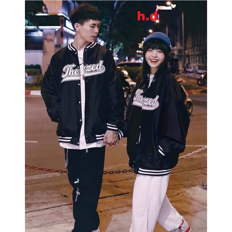 ( Góc Rẻ Vô Địch) Áo Bomber gió THE ZED in ngực  Áo khoác jacket form thụng nam nữ unisex Style Hàn Quốc