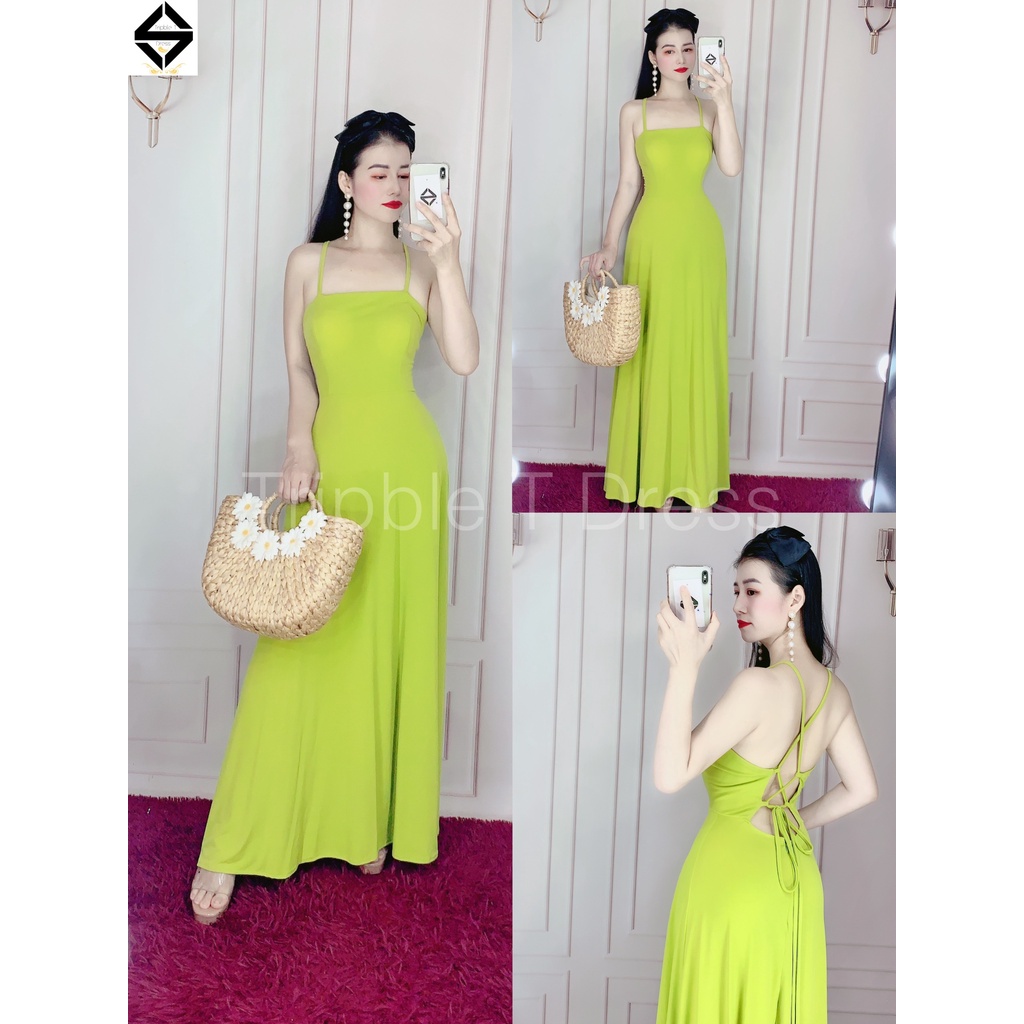 Đầm maxi đan dây hở lưng chất thun có dãn tốt dễ mặc có sẵn bra ngực TRIPBLE T DRESS - MS22MT