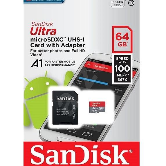 Thẻ Nhớ Sandisk 64gb Ultra 100mbps Sdxc Micro Sdxc Plus 64gb 100mb / S