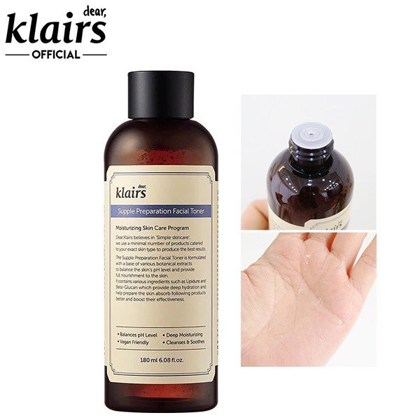 [Chính Hãng] Nước Hoa Hồng Klairs Dưỡng Ẩm, Làm Dịu Da, Cho Da Nhạy Cảm Klairs Supple Preparation Toner 180ml