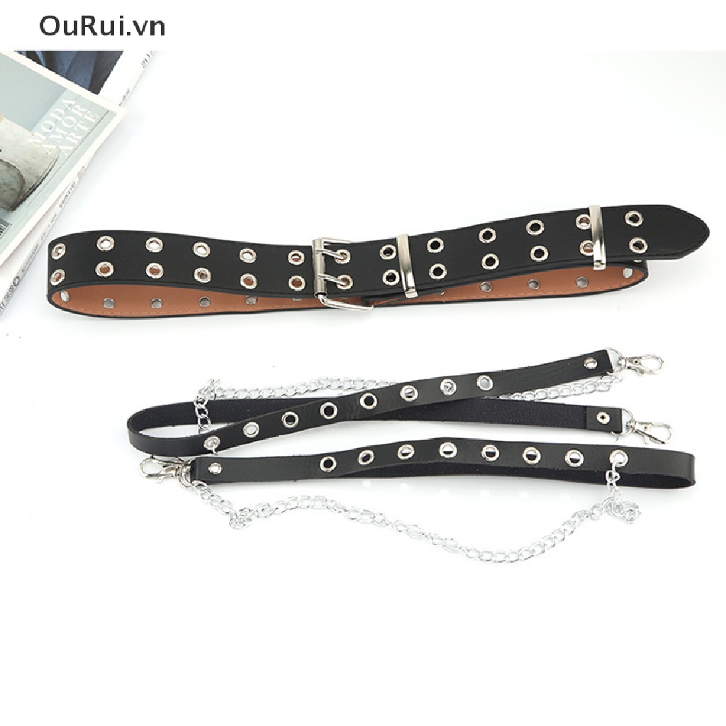 Thắt Lưng Giả Da Phong Cách punk Có Thể Điều Chỉnh