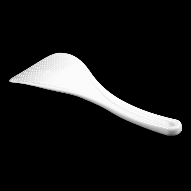 Kitchen Dotted White Plastic Flat Rice Scoop Paddle Meal Spoon