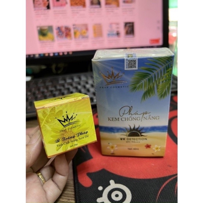 CHÍNH HÃNG- KEM CHỐNG NẮNG PHÁP COSMETIC + TẶNG KÈM Ủ TRẮNG MẶT PHÁP