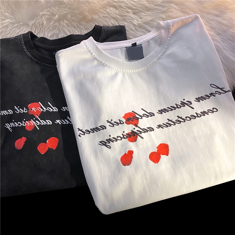 SUXI Áo Thun Tay Ngắn Cổ Tròn In Chữ Thời Trang Mùa Hè Cho Nữ