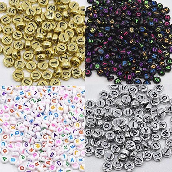 Set 100 Hạt Xâu Chuỗi Có Chữ Cái Làm Trang Sức Thủ Công