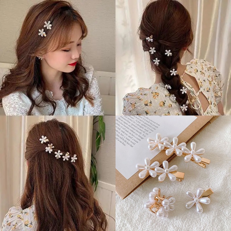 Kẹp Tóc Càng Cua Đính Ngọc Trai Dễ Thương Phong Cách Hàn Quốc Thời Trang Cho Nữ