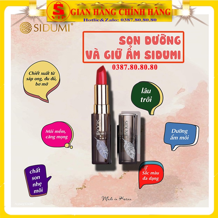 Son dưỡng môi lâu trôi cao cấp Sidumi hàn quốc/ Son dưỡng có màu lâu phai dưỡng hồng môi chính hãng