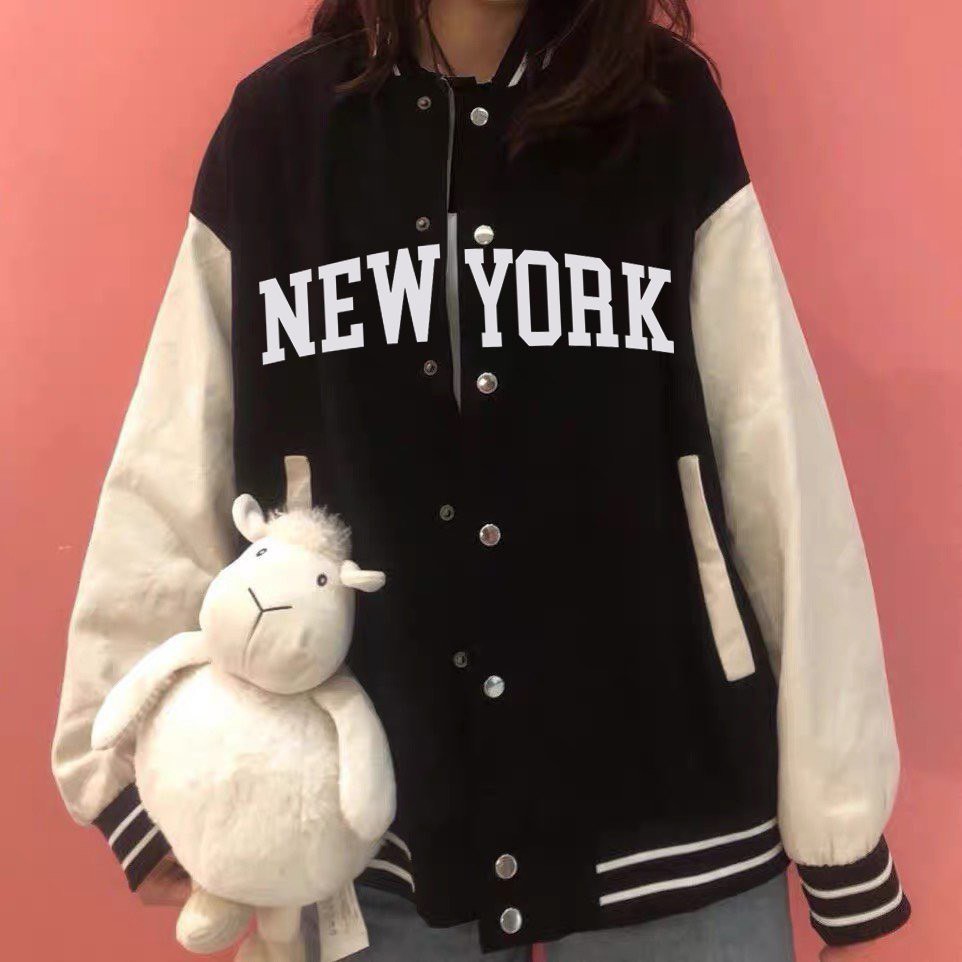 Áo khoác bomber nam nữ unisex  in chữ NEWYORKi cao cấp form rộng ulzzang street style Hàn Quốc giá rẻ đẹp YiiL AB03