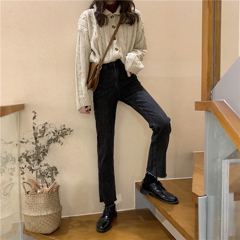 Sale 68% Quần Jeans Nữ Lưng Cao Ống Rộng Cá Tính, Smokey grey,L Giá gốc 718000đ - 9K9