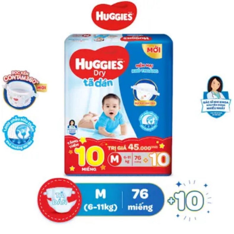 Tã dán Huggies S88/M76/L68/XL62/Xxl56