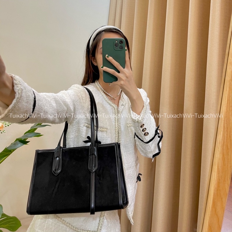 Túi Đeo Vai Da Lộn Đựng Máy Tính Sách Vở Đi Học [Clip &amp; Ảnh thật]