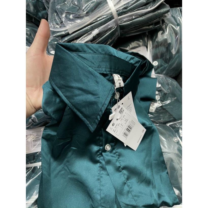 ÁO SƠ MI MNG LỤA TRƠN XANH LÁ