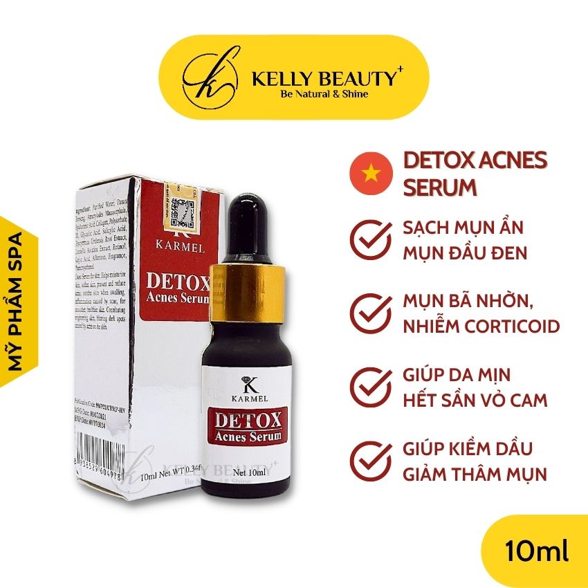 Serum Mụn Detox Acnes KARMEL 10ml – Giải Quyết Mụn Ẩn, Đầu Đen; Da Nhiễm Corticoid; Thu Nhỏ Lỗ Chân Lông | Kelly Beauty