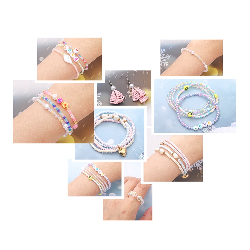 Hộp Hạt Xâu 10 Ngăn Màu Trơn In Chữ / Chữ / Kem / Hạt Làm Trang Sức Thủ Công DIY