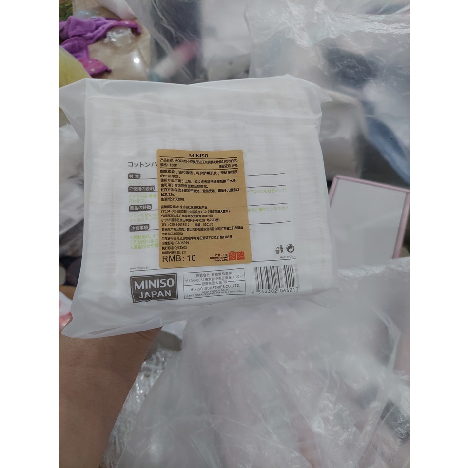 Bông tẩy trang miniso 180 miếng Nhật Bản