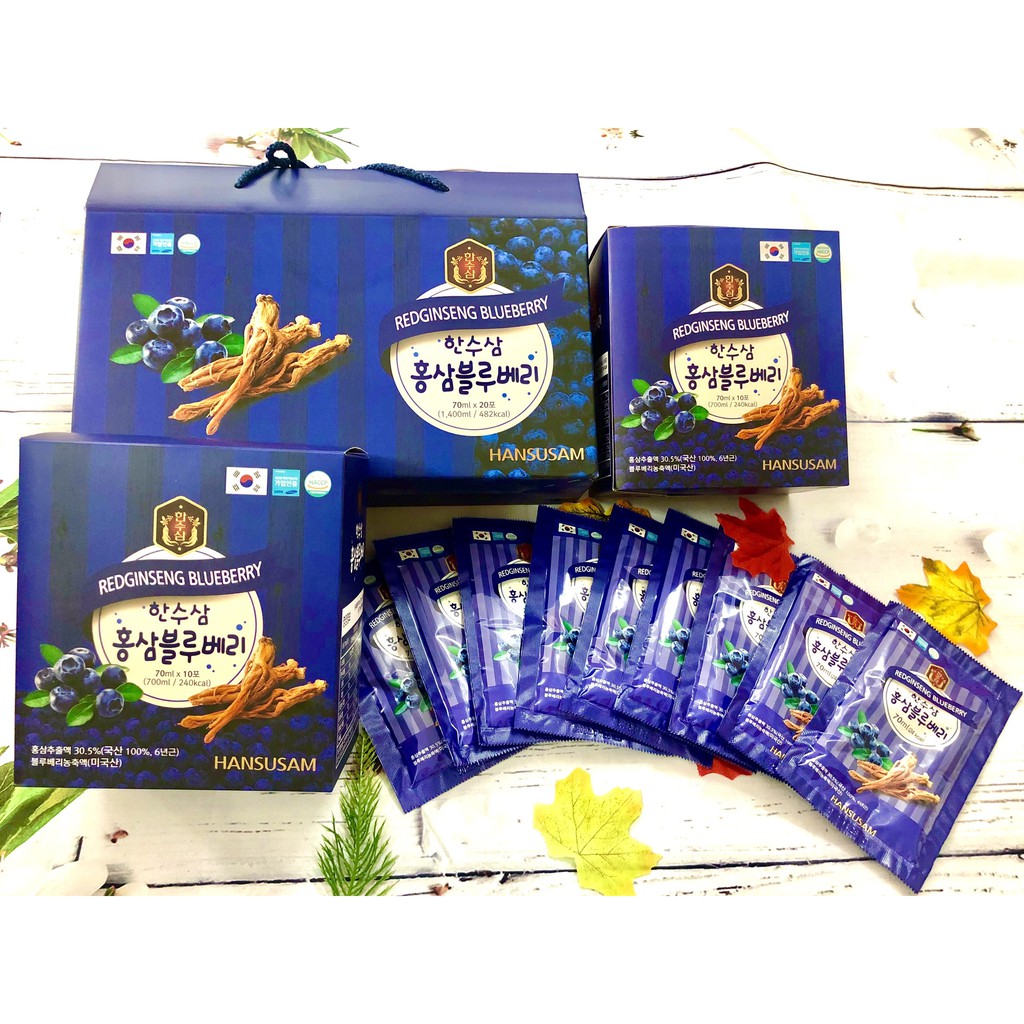 [Hot] Nước Tinh Chất Việt Quất Hồng Sâm (KOREA GINSENG BLUEBERRY) 70ml x 20 gói - Làm đẹp da, chống lão hóa