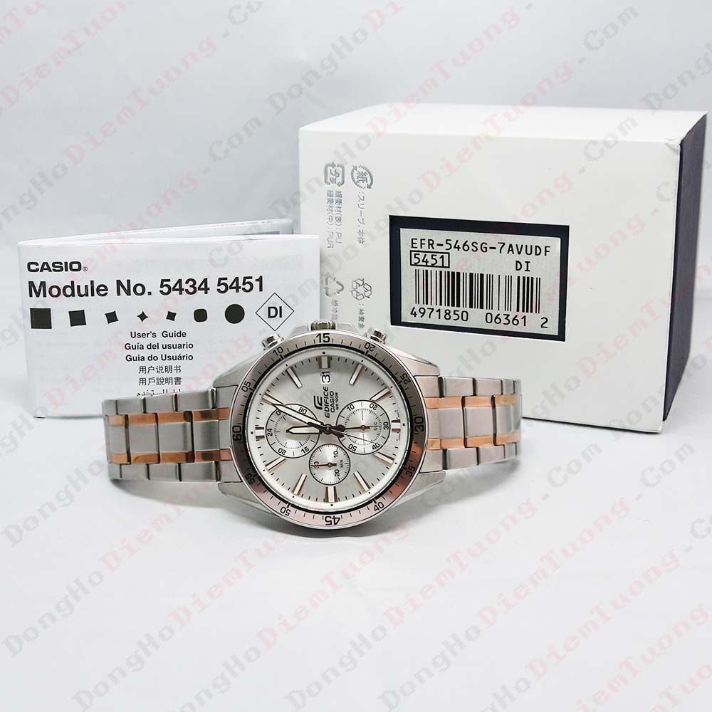 Đồng Hồ Nam CASIO EFR-546SG-7AVUDF Dây kim loại - Mặt trắng mạ ion hồng