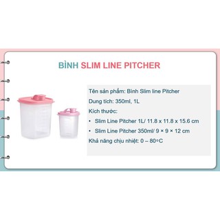 TUPPER - BỘ ĐÔI BÌNH NƯỚC SLIM LINE PITCHER 350ML, 1L