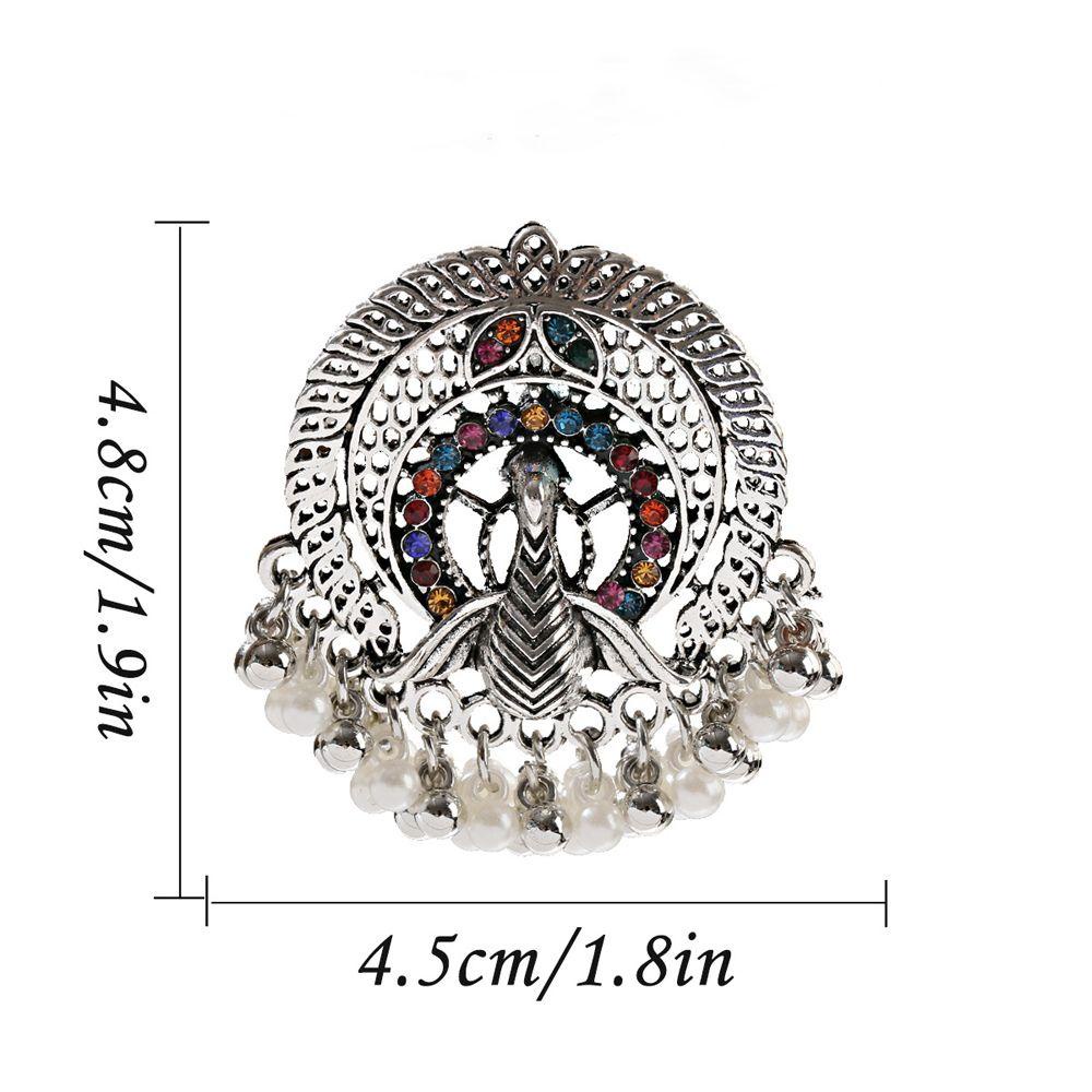 Bông Tai Kim Loại Hình Chim Công Phong Cách Ấn Độ Thời Trang Hấp Dẫn WMES15H