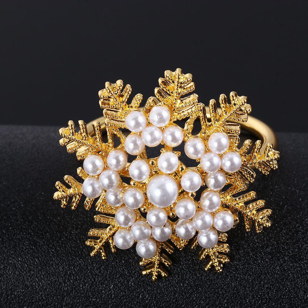 PINEVN Set 1 / 3 / 6 Vòng Dây Hoa Tuyết Trang Trí Khăn Ăn