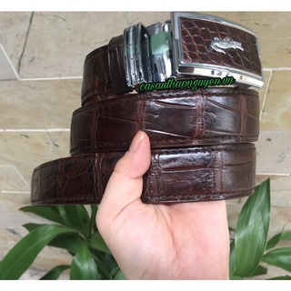 Thắt lưng da cá sấu thật - dây liền bản rộng 3,5cm - cá sấu thảo nguyên