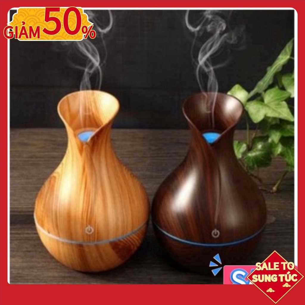 Máy Xông Khuếch Tán Tinh Dầu Hoa TuLip 🍍CÓ QUÀ TẶNG🍍Vân Gỗ Mẫu Mới