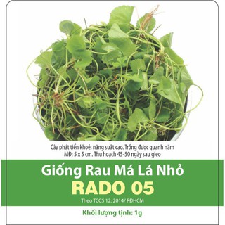 Hạt Giống Rau Má Lá Nhỏ Rado 05 (Gói 1g) Dễ Trồng, Năng Suất Cao