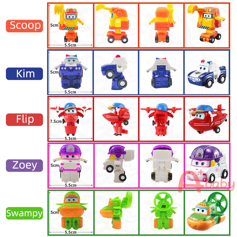 Mini Super Wings Auldey Brand Đồ chơi máy bay biến hình vui nhộn cho trẻ em