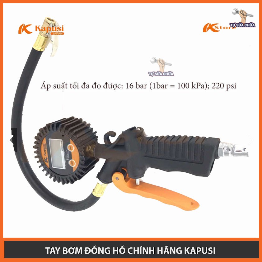 Tay bơm đồng hồ cao cấp chính hãng Kapusi  K-1081có màn hình hiển thị, ĐẦU VÒI BƠM Ô TÔ - XE MÁY