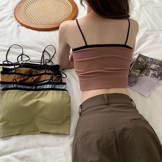 Áo 2 dây thun croptop body mặc 2 kiểu - ghi/rêu/đỏ/hồng