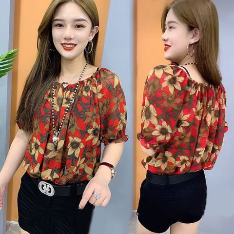 Áo Sơ Mi Chiffon Dáng Rộng Họa Tiết Hoa Phong Cách Thời Trang Phương Tây Dành Cho Nữ