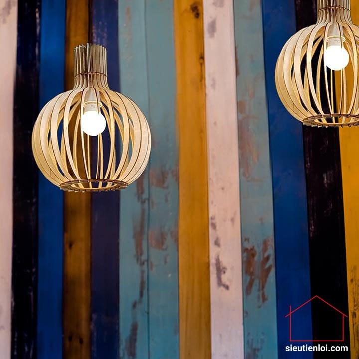 Đèn gỗ trang trí dáng củ tỏi - Đèn trang trí trần nhà phòng khách, phòng ngủ, quán cafe giá rẻ tặng kèm keo dán 502