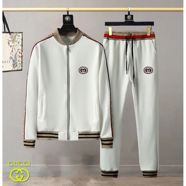Bộ thể thao nam thương hiệu thời trang cao cấp Gucci GC gồm áo khoác không mũ và quần dài ống rộng
