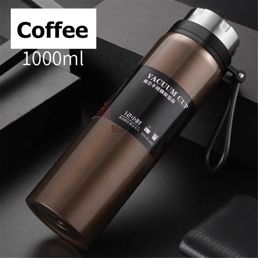 1000ml Vacuum Cup Stainless Steel Thermos Travel Mug Flask Thermal Hot Water Insulated Bottle