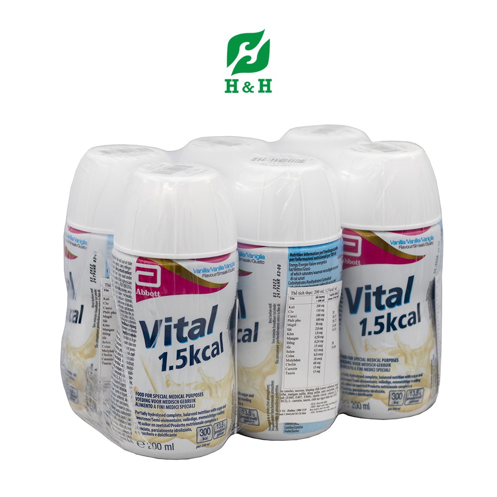 Lốc 6 chai Sữa VITAL 1.5 kcal từ Hoa Kỳ hương Vanilla Dinh dưỡng dành cho người suy dinh dưỡng, bệnh nhân kém hấp thu