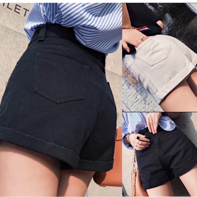 quần lật lai lưng cao ( vải kaki ) 3 SiZe s m l - hình thật - carotshop