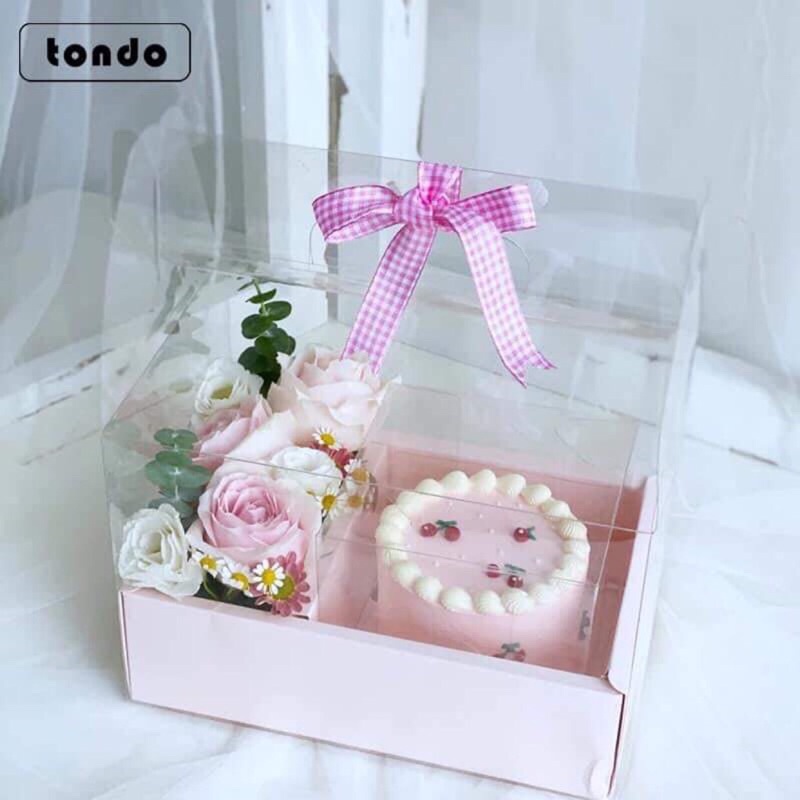 Hộp đựng bánh , hoa , trái cây trong suốt 2 ngăn
