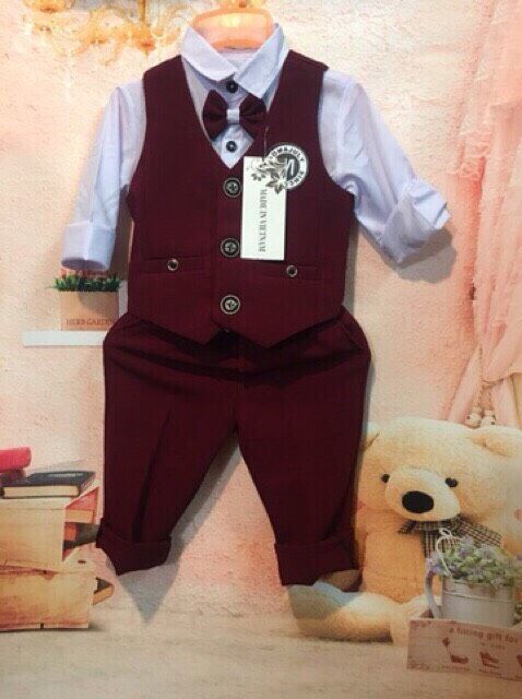 Bộ công tử 3 chi tiết hàng cao cấp cho bé trai 9-26kg