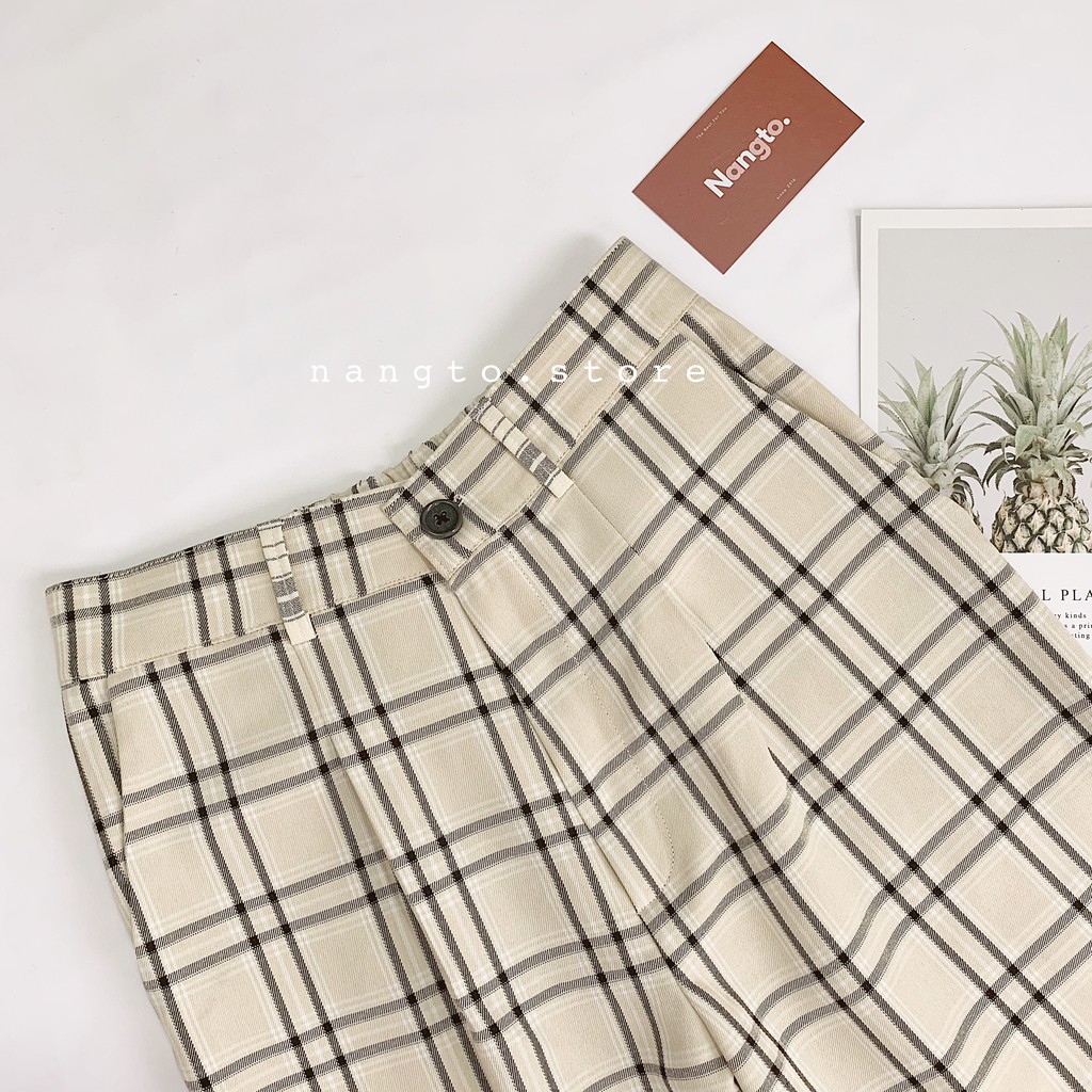 Quần Kẻ Caro Dáng Rộng Ống Suông Form Dài Qua Mắt Cá | BigBuy360 - bigbuy360.vn