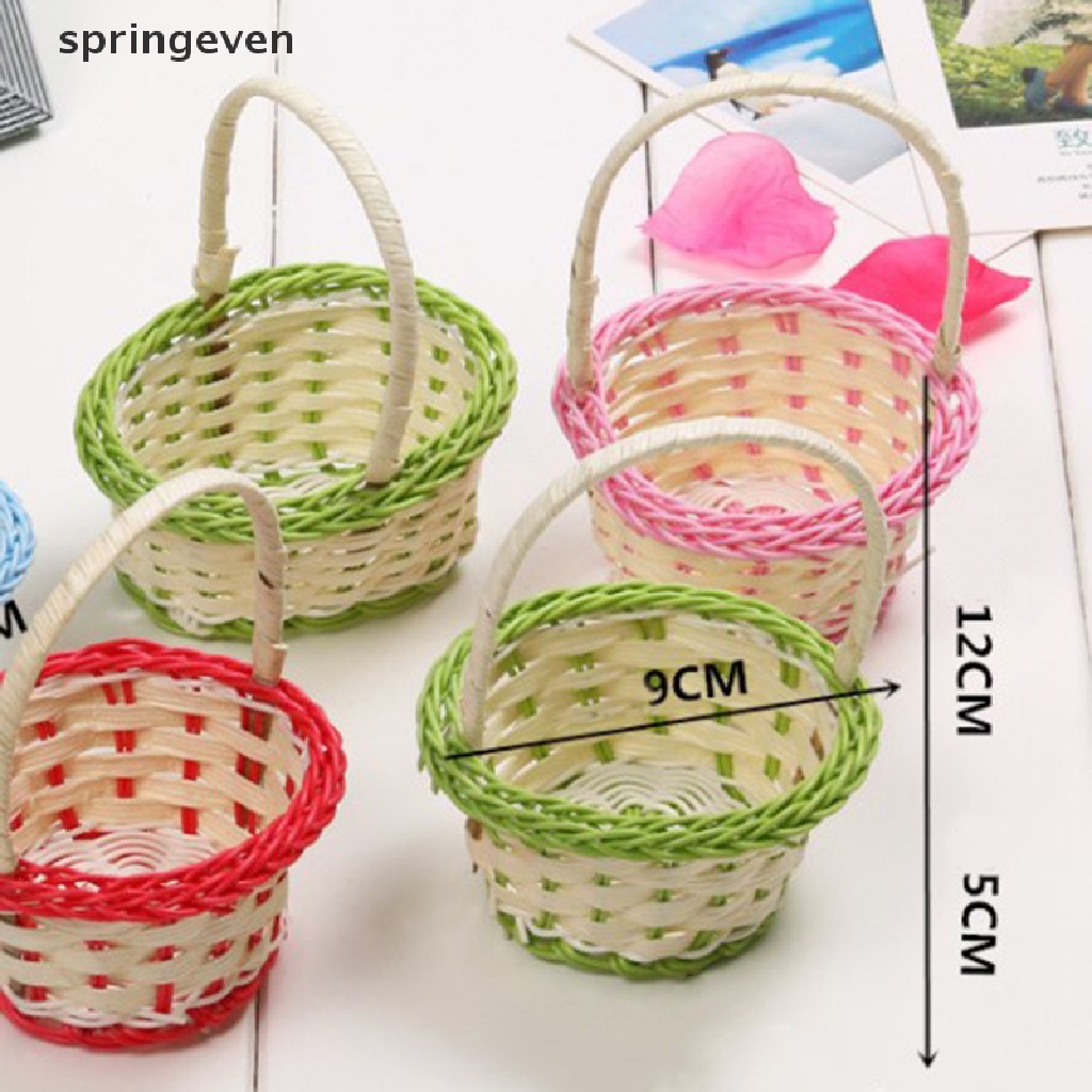 1 Giỏ Đan Tay Mini Bằng Nhựa Để Đựng Đồ Tiện Lợi