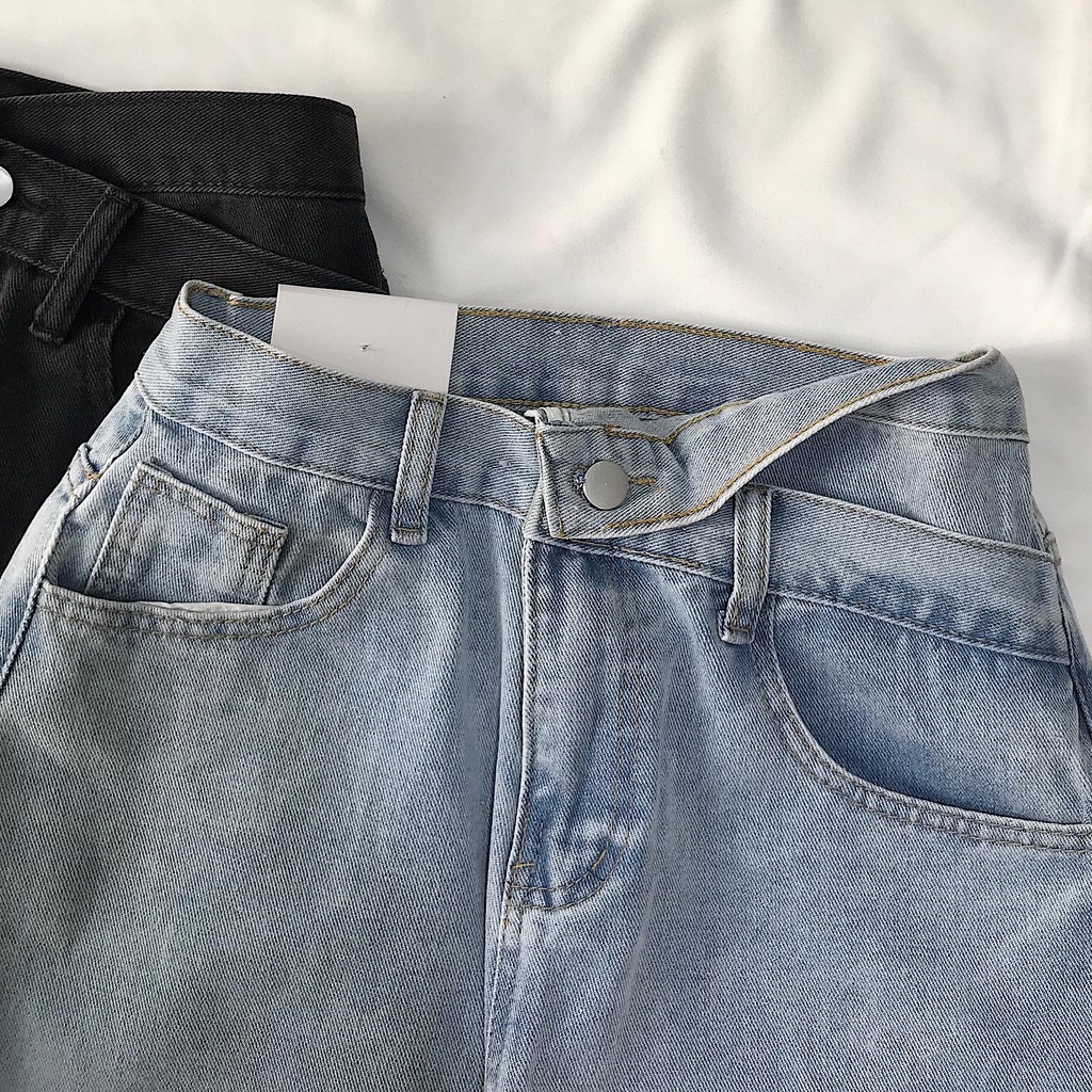 Quần Jeans Nữ Ống Suông Cạp Đỉa JEM CLOSET Quần Baggy SEFAN Có Hai Màu Xanh Và Đen Chất Dày Dặn Dễ Mix Đồ - 2805 | WebRaoVat - webraovat.net.vn