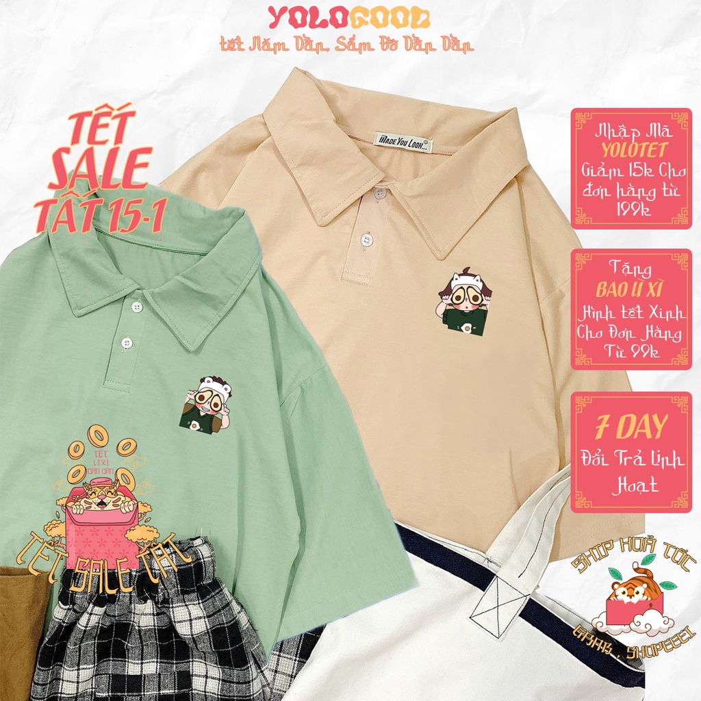 Áo thun tay lỡ polo có cổ 🥑 Couple Trái Bơ 🥑 phông Unisex nam nữ tee oversize form rộng pull Ulzzang Streetwear Hàn Quốc