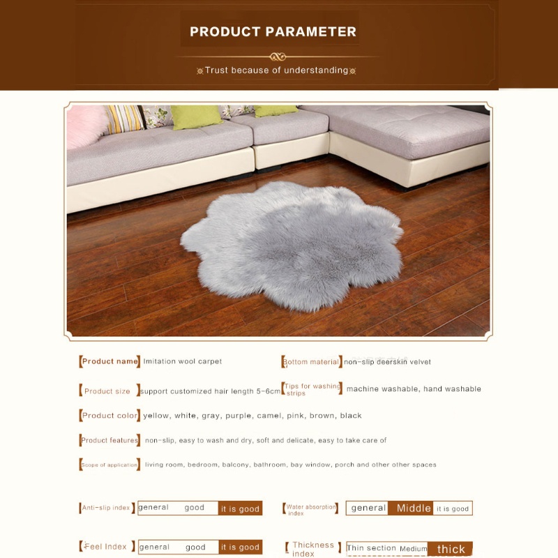 Thảm Lông Cừu Nhân Tạo Mềm Mại Trải Sàn Phòng Khách / Ngủ