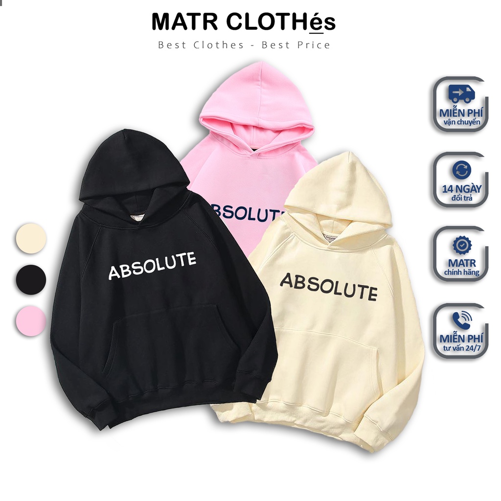 Áo Hoodie nam nữ Basic in chữ Absolute oversize nhiều màu form rộng Unisex