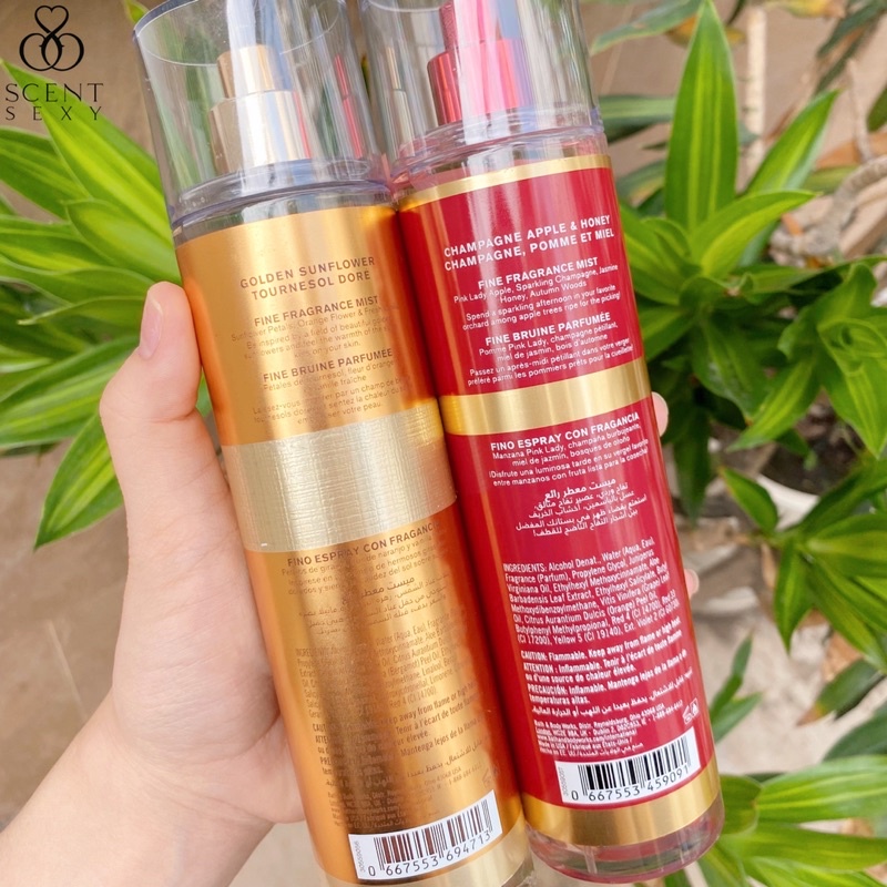 Xịt thơm cơ thể Bath &amp; Body Works - Champagne Apple &amp; Honey/ Golden Sunflower (236mL)