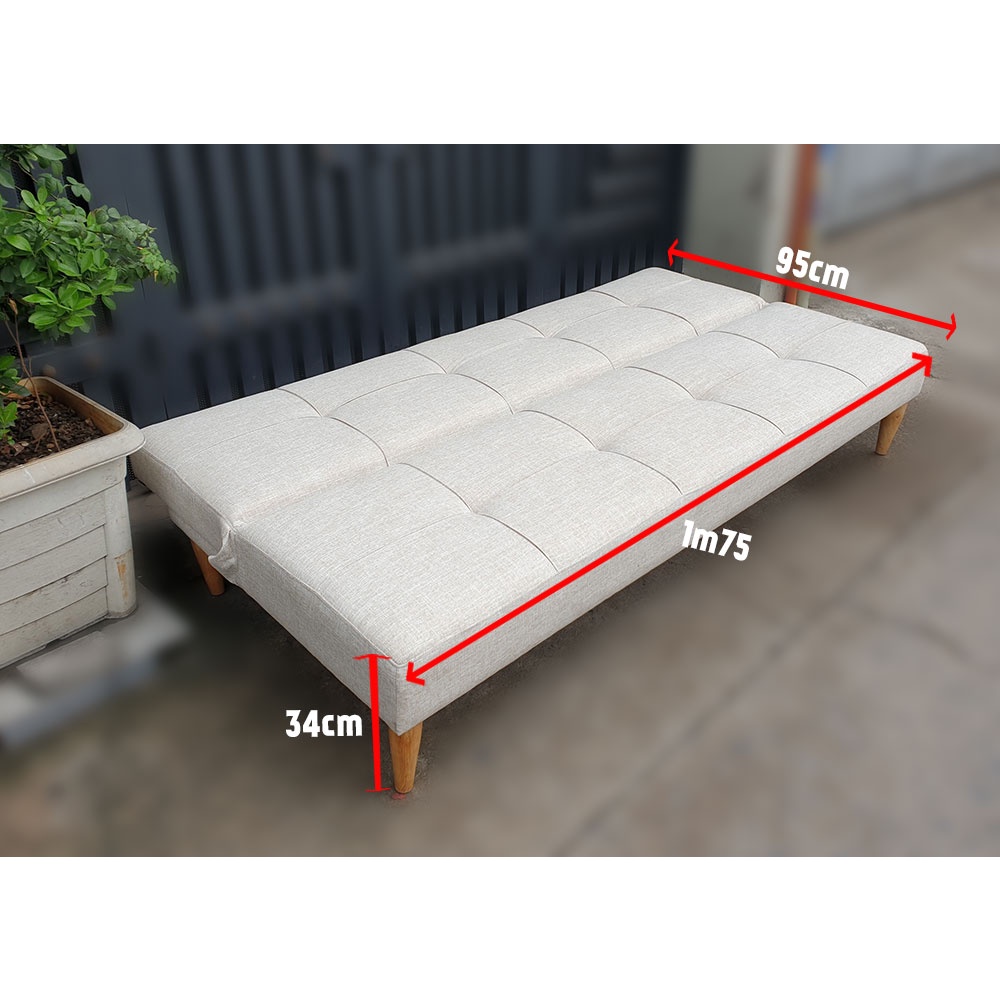 Ghế Sofa Bed Màu Kem  - Vừa Làm Sofa Vừa Làm Giường Ngủ 1m75 * 95cm - Khung Gỗ Sồi 5 Chân Gỗ