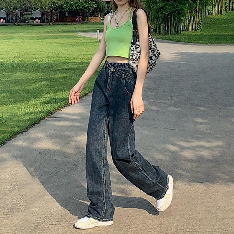 Quần jean lưng cao ống rộng thời trang xuân thu nữ tính