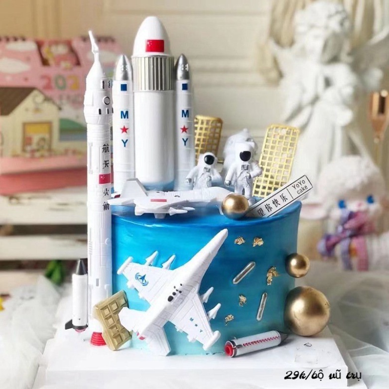 dụng cụ làm bánh kem sinh nhật [FREESHIP] bộ phi hành gia vũ trụ bộ cắm sinh nhật cho bé trai