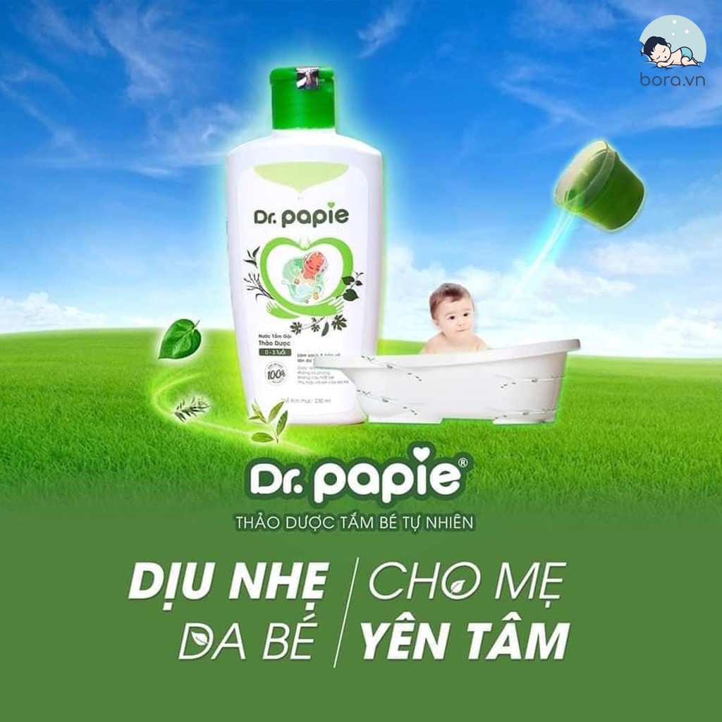 Nước tắm gội thảo dược Dr Papie cho bé từ 0 - 3 tuổi 230ml