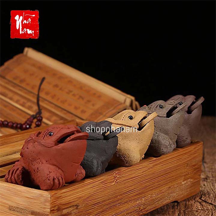 Tượng thiềm thừ cóc tài lộc gốm tử sa trang trí nhà cửa phụ kiện cóc trang trí bàn trà